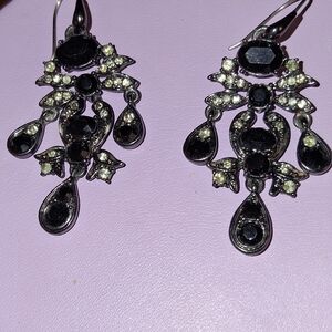 Monet Black and Silver Earrings